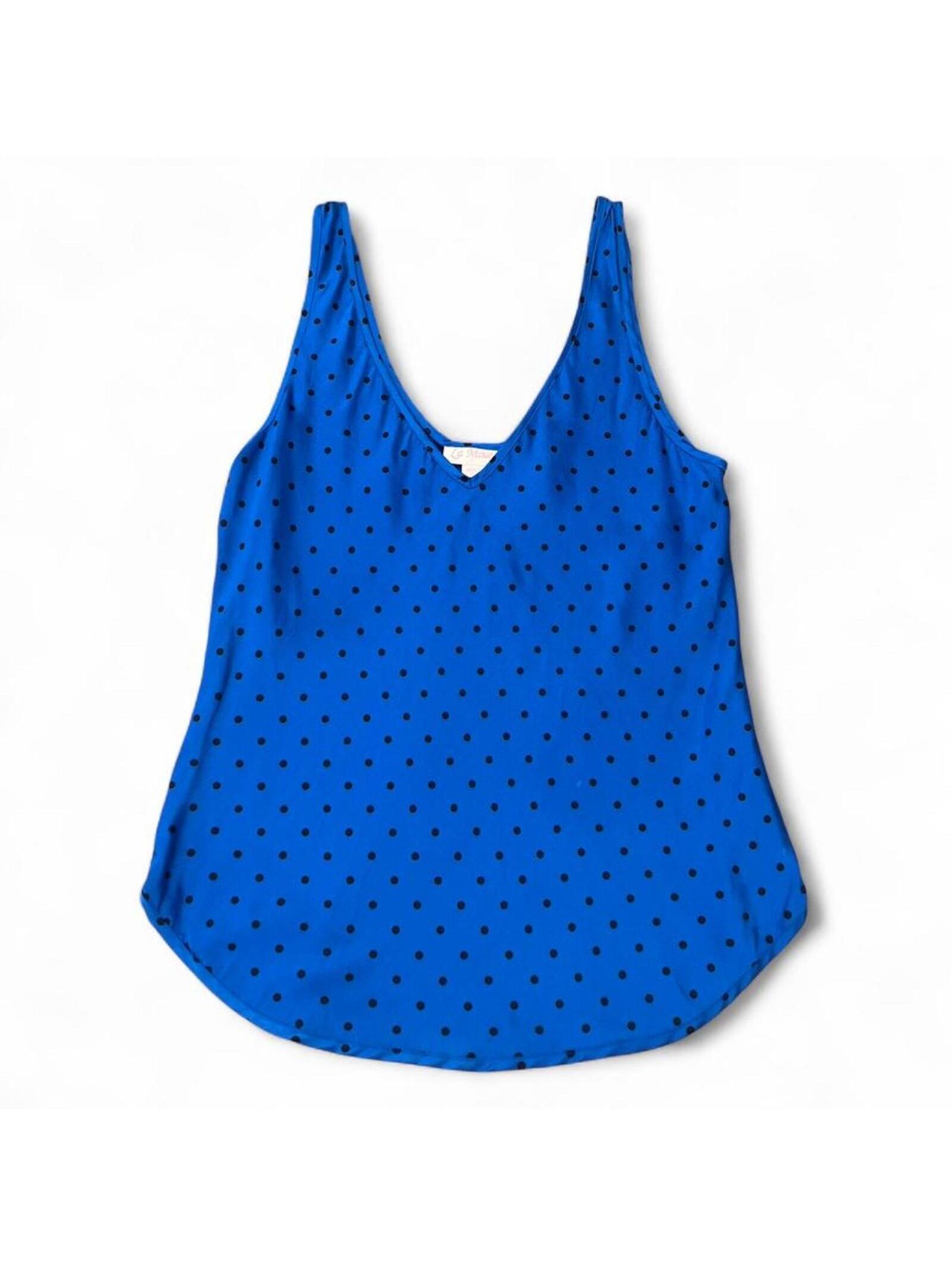 Vintage Y2k Cobalt Blue Silk Polka Dot Tank Top